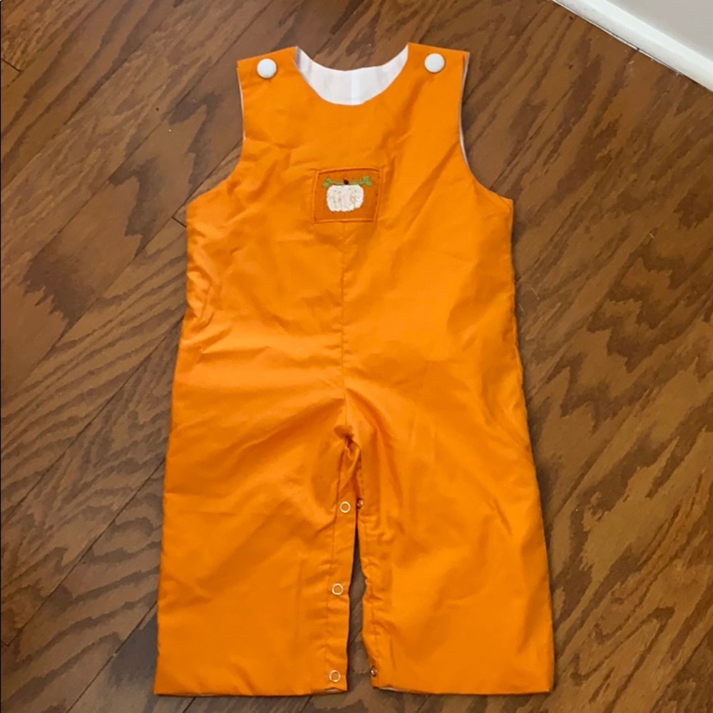 Orange Smocked Pumpkin Fall Longall NWOT